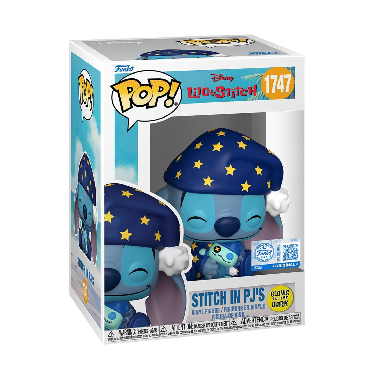 Lilo & Stitch Stitch in PJs Glow-in-the-Dark Funko Pop! Exclusive Vinyl Figure #1747